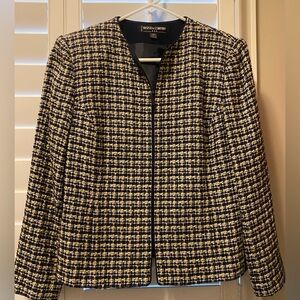 Kasper & Company ASL Tweed Blazer Jacket Petite Vintage Blue‎ Size 10P Zipper